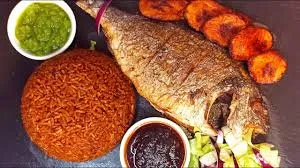 Jollof with fish and vegetables