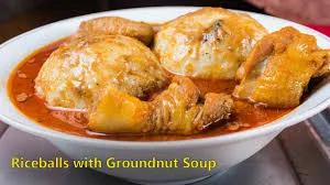 Rice Ball with Groundnut Soup(tuna & wele)