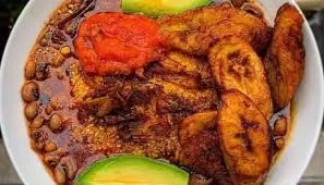 Beans with plantain and gari
