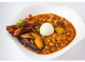 Beans, plantain and egg