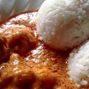 Rice ball and groundnut soup