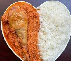 Plain rice with egg stew