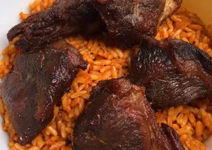 Jollof with crispy chicken