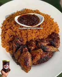 Jollof rice with chicken wings