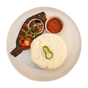 Plain rice with fish