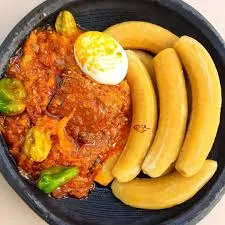 Yam/Plantain with egg stew