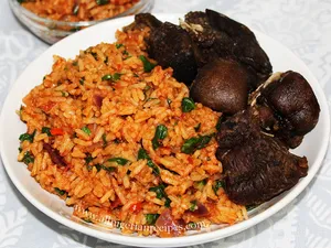 Nigeria jollof rice with beef