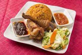 Jollof Rice with Fried Chicken