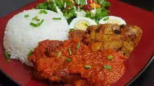 Plain Rice And Stew with Chicken