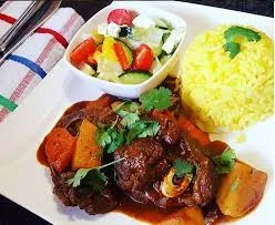 Plain Rice and stew cow meat
