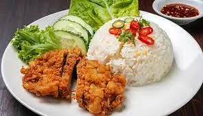 Plain Rice with chicken and salad