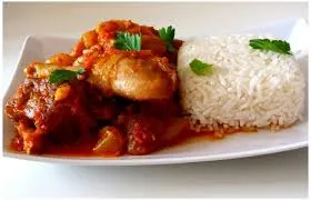Plain Rice and stew