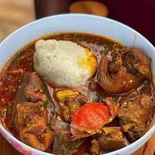 Banku and okro with goat meat