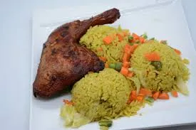 Jollof with fried chicken