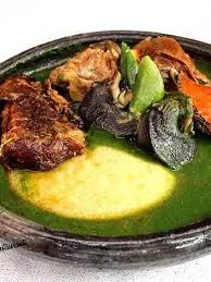 Fufu with green soup