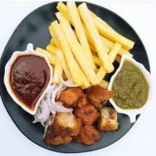 Yam chips with pork