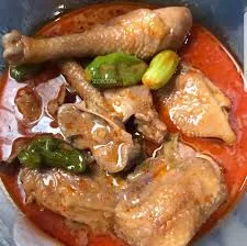 Kokonte with groundnut soup( Chicken & salmon fish)