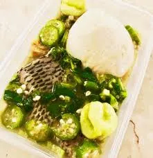 Banku with Okro Stew ( Tilapia & intestine)