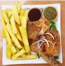 Yam chips with Fish