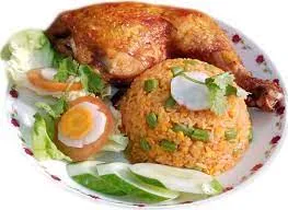 Fried rice with Grilled chicken(plantainand salad)