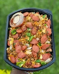 Gizzard and sausage jollof rice
