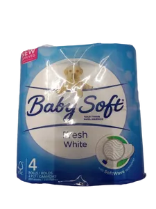 TOILET PAPER BABY SOFT 4S, 2PLY WHT