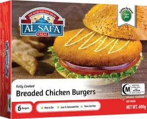 Al-Safa Halal Breaded Chicken Burgers (600g - 6 Burgers)