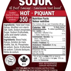 Solmaz Beef Sojuk Hot Piquant 350g