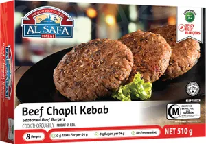 Al-Safa Halal Beef Chapli Kebab (510g - 8 Kebab)