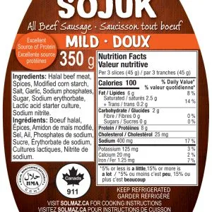 Solmaz Beef Sojuk Mild Doux 350g