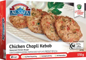 Al-Safa Halal Chicken Chapli Kebab (510g - 8 Kebabs)