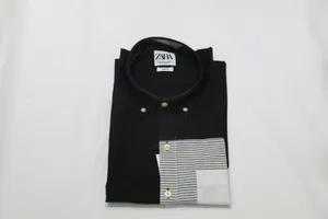 Zara Regular Fit Casual Black Cotton Mens Shirt