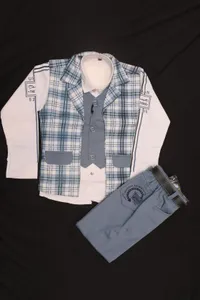 Grey And White Kids Suit
