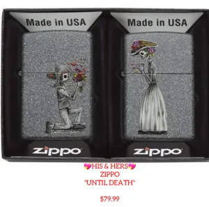 SKULL HIS & HERS ZIPPOS - "UNTIL DEATH"