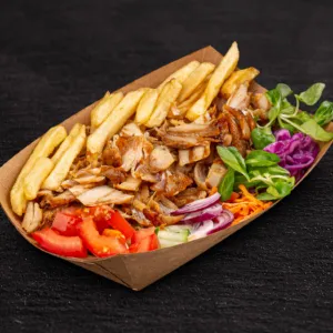 Chicken meat and chips