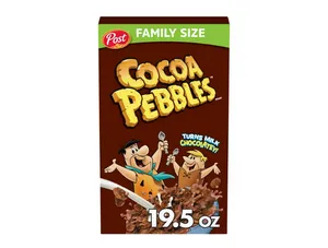 Post Cocoa PEBBLES Cereal, Chocolatey Kids Cereal, Gluten Free, 19.5 OZ Family Size Box
