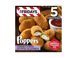 TGI Fridays Frozen Snacks & Appetizers Cream Cheese Stuffed Jalapeno Poppers with Raspberry Habanero Dip, 15 oz Box Regular