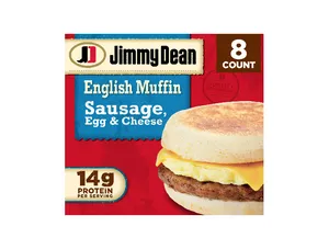 Jimmy Dean Sausage Egg & Cheese English Muffin Sandwich, 36.8 oz, 8 Count (Frozen)