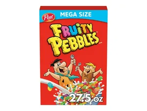 Post Fruity PEBBLES Cereal, Fruity Kids Cereal, Gluten Free, 27.5 oz Mega Size Box