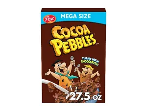 Post Cocoa PEBBLES Cereal, Chocolatey Kids Cereal, Gluten Free, 27.5 oz Mega Size Box