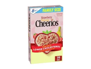 Strawberry Banana Cheerios, Heart Healthy Cereal, Family Size, 19 OZ