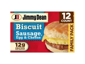 Jimmy Dean Sausage Egg & Cheese Biscuit Sandwich, 54 oz, 12 Count (Frozen)