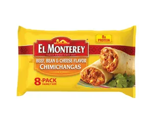 El Monterey Beef, Bean & Cheese Flavor Chimichangas, 30.4 oz, 8 Count (Frozen)