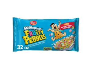 Post Fruity PEBBLES Marshmallow Cereal, Fruity Kids Cereal with Marshmallows, 32 oz Bag