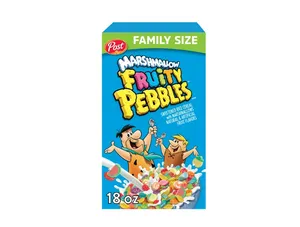 Post Fruity PEBBLES Marshmallow Cereal, Fruity Kids Cereal with Marshmallows, 18 oz Box