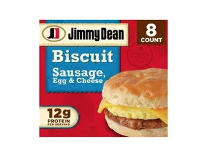 Jimmy Dean Sausage Egg & Cheese Biscuit Sandwich, 36 oz, 8 Count (Frozen)