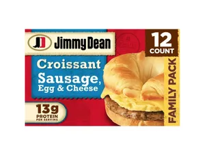 Jimmy Dean Sausage Egg & Cheese Croissant Sandwich, 54 oz, 12 Count (Frozen)