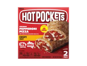 Hot Pockets Frozen Snacks Premium Pepperoni Pizza Crispy Crust Sandwiches, 9 oz (Frozen)