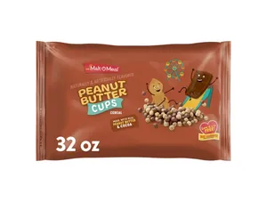 Malt-O-Meal Peanut Butter Cups Breakfast Cereal, Chocolate Peanut Butter Cereal, 32 oz Resealable Cereal Bag