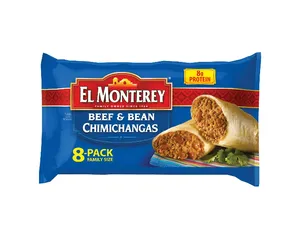 El Monterey Beef & Bean Chimichangas, 32 oz, 8 Count (Frozen)